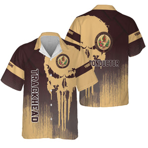 Railspirit Personalized London, Midland and Scottish Railway Hawaiian Shirt Skull Design with Custom Job Train Shirt for Trackhead Crew