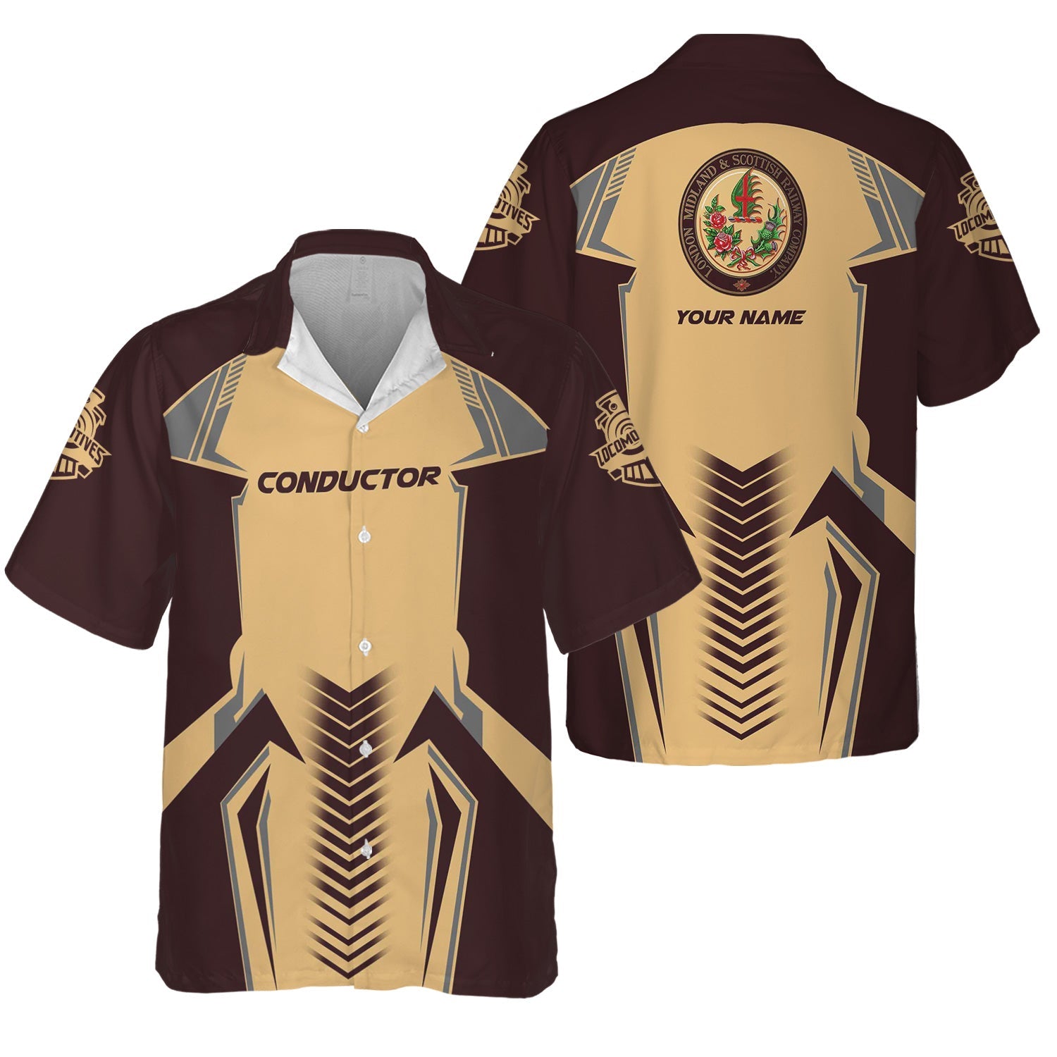 Railspirit Personalized London, Midland and Scottish Railway Hawaiian Shirt Standout Style with Custom Position Train Shirt