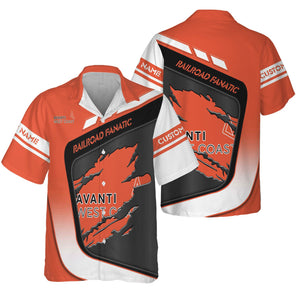 Railspirit Personalized Avanti West Coast Hawaiian Shirt Ripped Texture Style Train Shirt For Railroad Fanatic