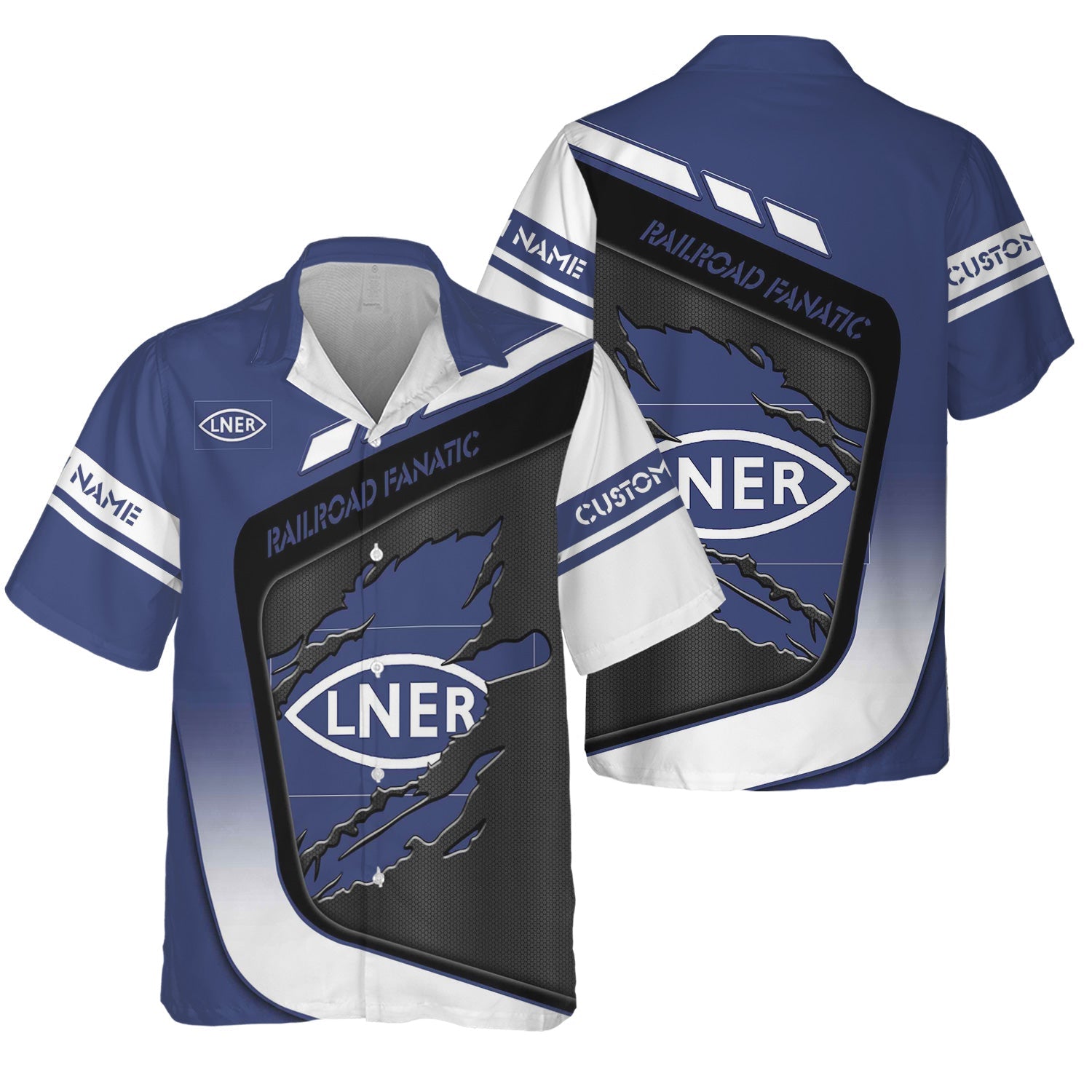 Railspirit Personalized London and North Eastern Railway Hawaiian Shirt Ripped Texture Style Train Shirt For Railroad Fanatic