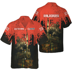 Railspirit Personalized British Railway Hawaiian Shirt Vintage Train Art Style Shirt For Locomotive Fans