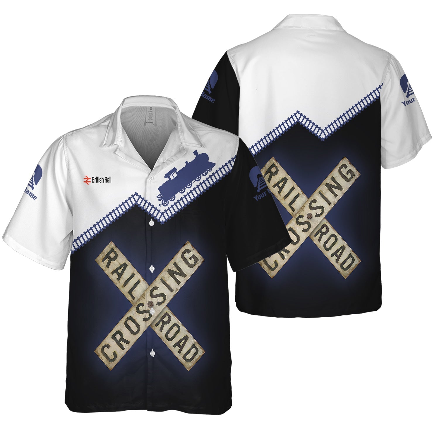 Railspirit Personalized British Railway Hawaiian Shirt Railroad Crossing Printed Train Track Shirt
