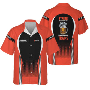 Railspirit Personalized British Railway Hawaiian Shirt Stress Is Caused By Not Having Enough Trains Shirt All Over Print