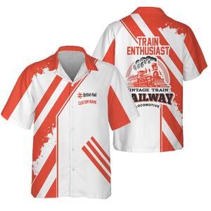 Railspirit Personalized British Railway Hawaiian Shirt Locomotive Design Train Shirt for Train Enthusiast