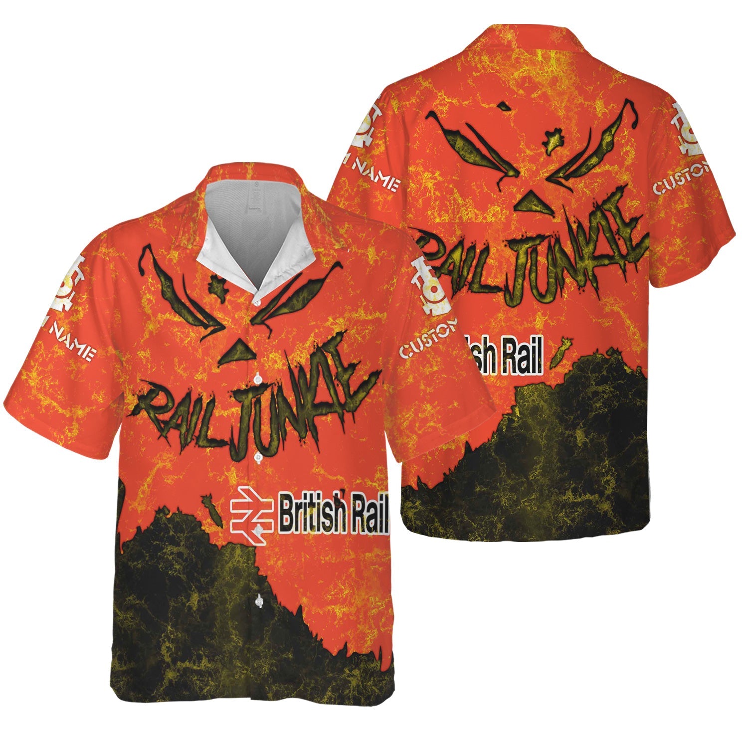 Railspirit Personalized British Railway Hawaiian Shirt Torn Graphic Style Train Shirt For Rail Junkie