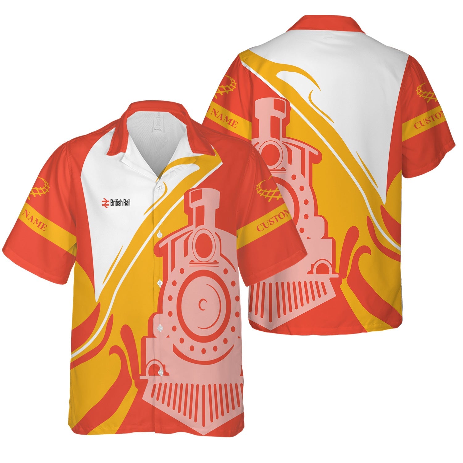 Railspirit Personalized British Railway Hawaiian Shirt Flame-Inspired Style Shirt Gift Idea For Train Lovers