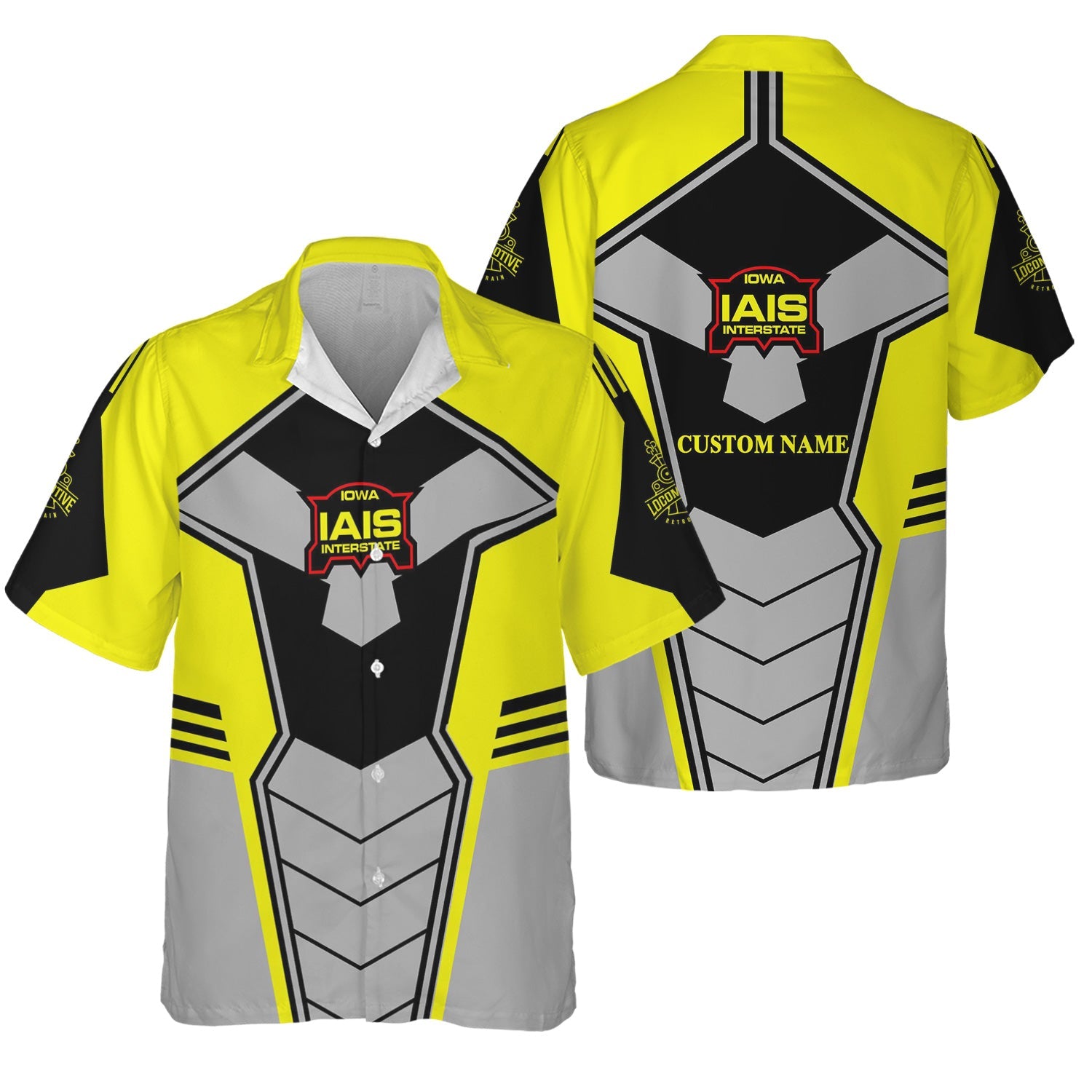 Railspirit Personalized Iowa Interstate Railroad Hawaiian Shirt Engine-Inspired Style IAIS Train Shirt for Railroad Fanatic