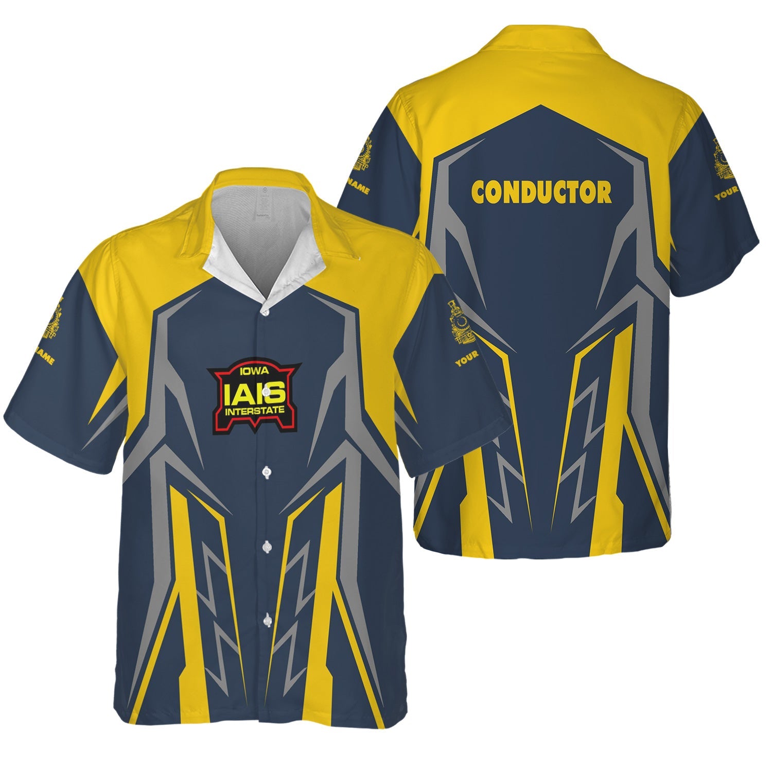 Railspirit Personalized Iowa Interstate Railroad Hawaiian Shirt Futuristic Design with Custom Job IAIS Train Shirt