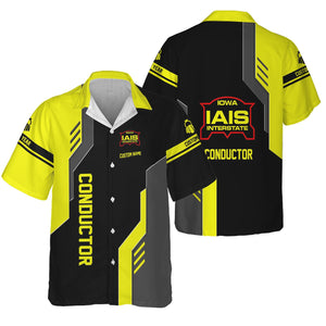 Railspirit Personalized Iowa Interstate Railroad Hawaiian Shirt Unique Railway Style with Custom Job IAIS Train Shirt