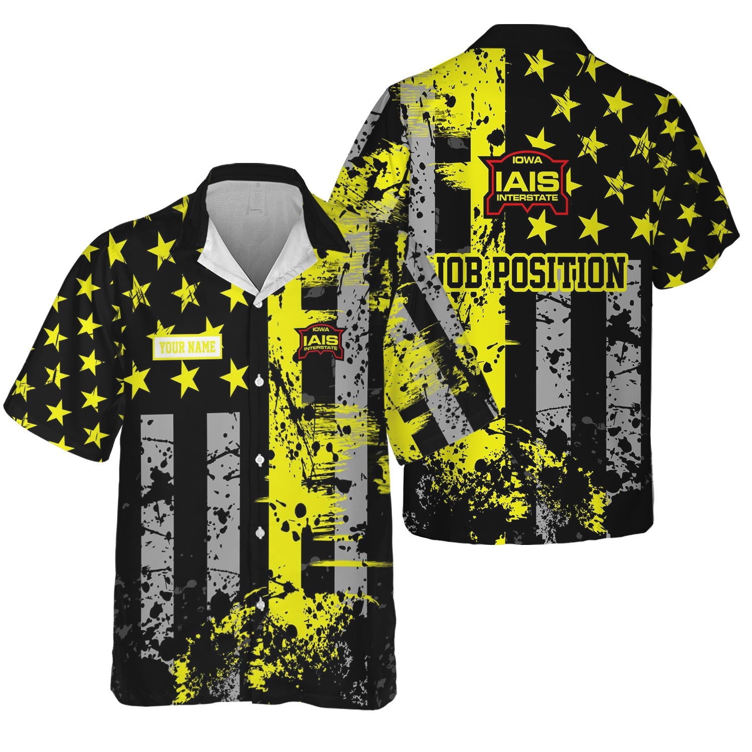 Railspirit Personalized Iowa Interstate Railroad Hawaiian Shirt Artistic Paint American Flag Style IAIS Train Shirt