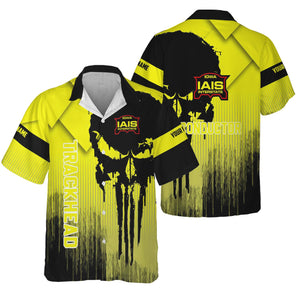 Railspirit Personalized Iowa Interstate Railroad Hawaiian Shirt Skull Design with Custom Job IAIS Train Shirt for Trackhead Crew