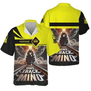 Railspirit Personalized Iowa Interstate Railroad Hawaiian Shirt One Track Mind IAIS Train Printed Shirt