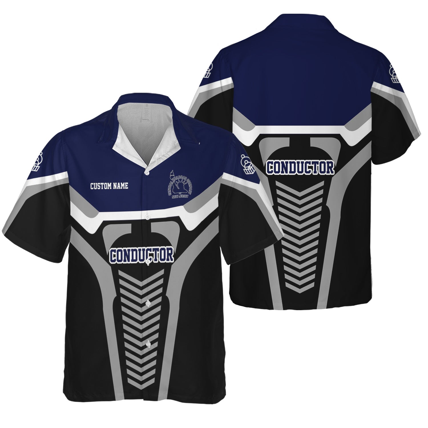 Railspirit Personalized Jersey Central Railroad Hawaiian Shirt Track-Inspired with Custom Job Position CNJ Train Shirt