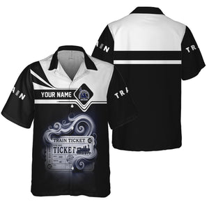 Railspirit Personalized CNJ Jersey Central Railroad Hawaiian Shirt Train Ticket American Locomotive Printed Train