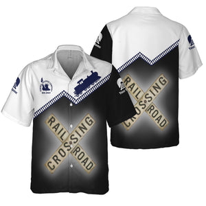 Railspirit Personalized CNJ Jersey Central Railroad Hawaiian Shirt Railroad Crossing Printed Train Track Shirt