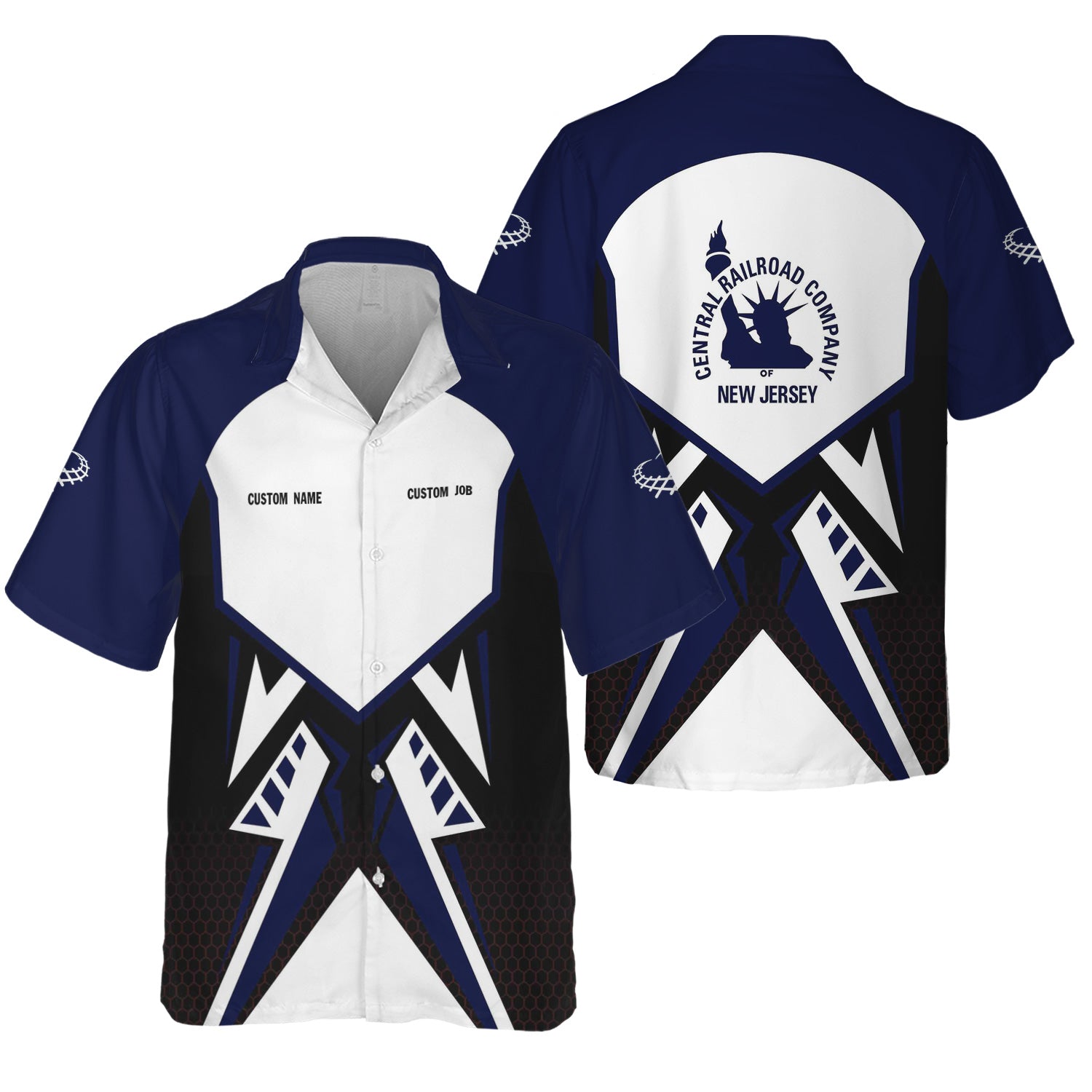 Railspirit Personalized Jersey Central Railroad Hawaiian Shirt Vibriant Style with Custom Position CNJ Train Shirt