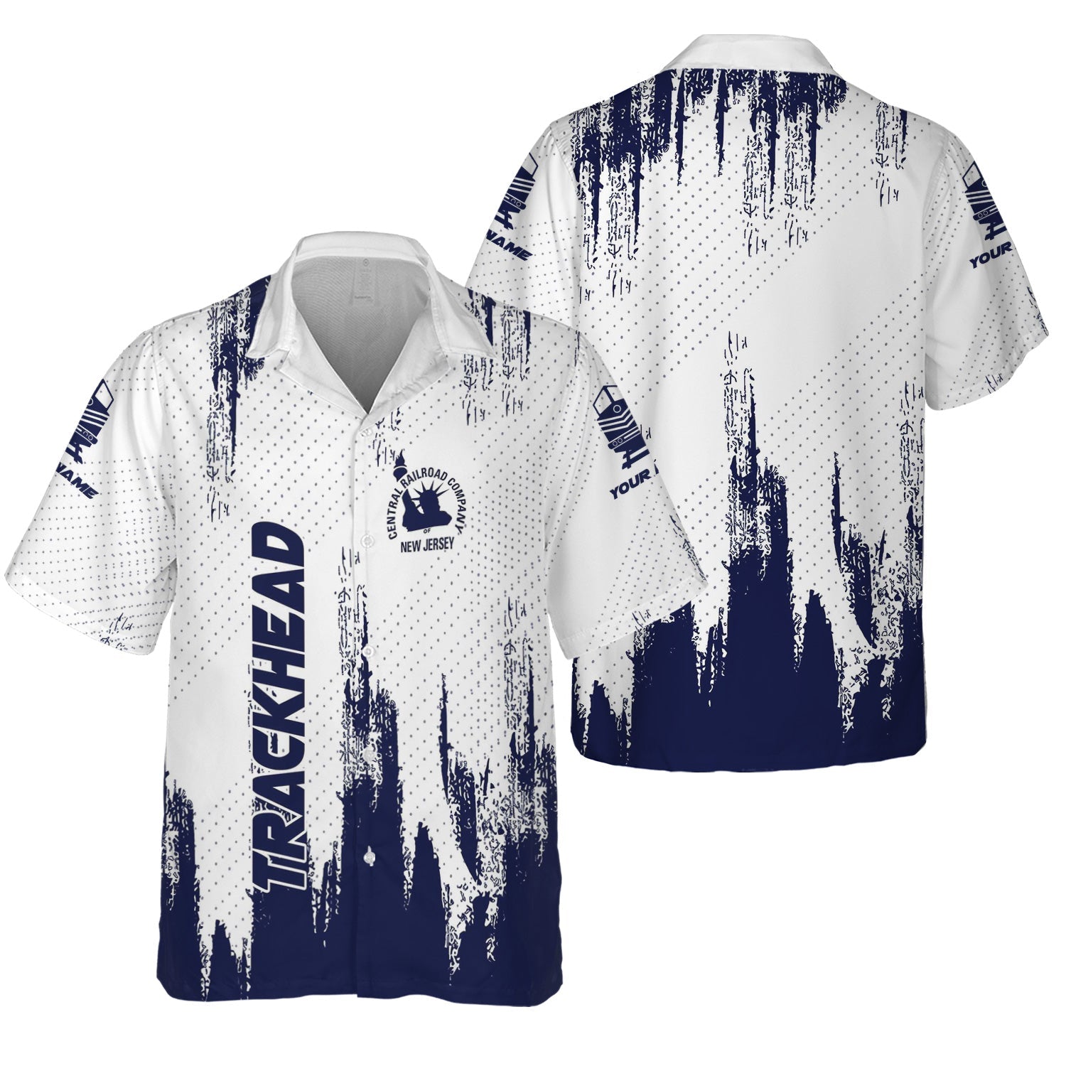 Railspirit Personalized Jersey Central Railroad Hawaiian Shirt Paint Impact Design CNJ Train Shirt for Trackhead