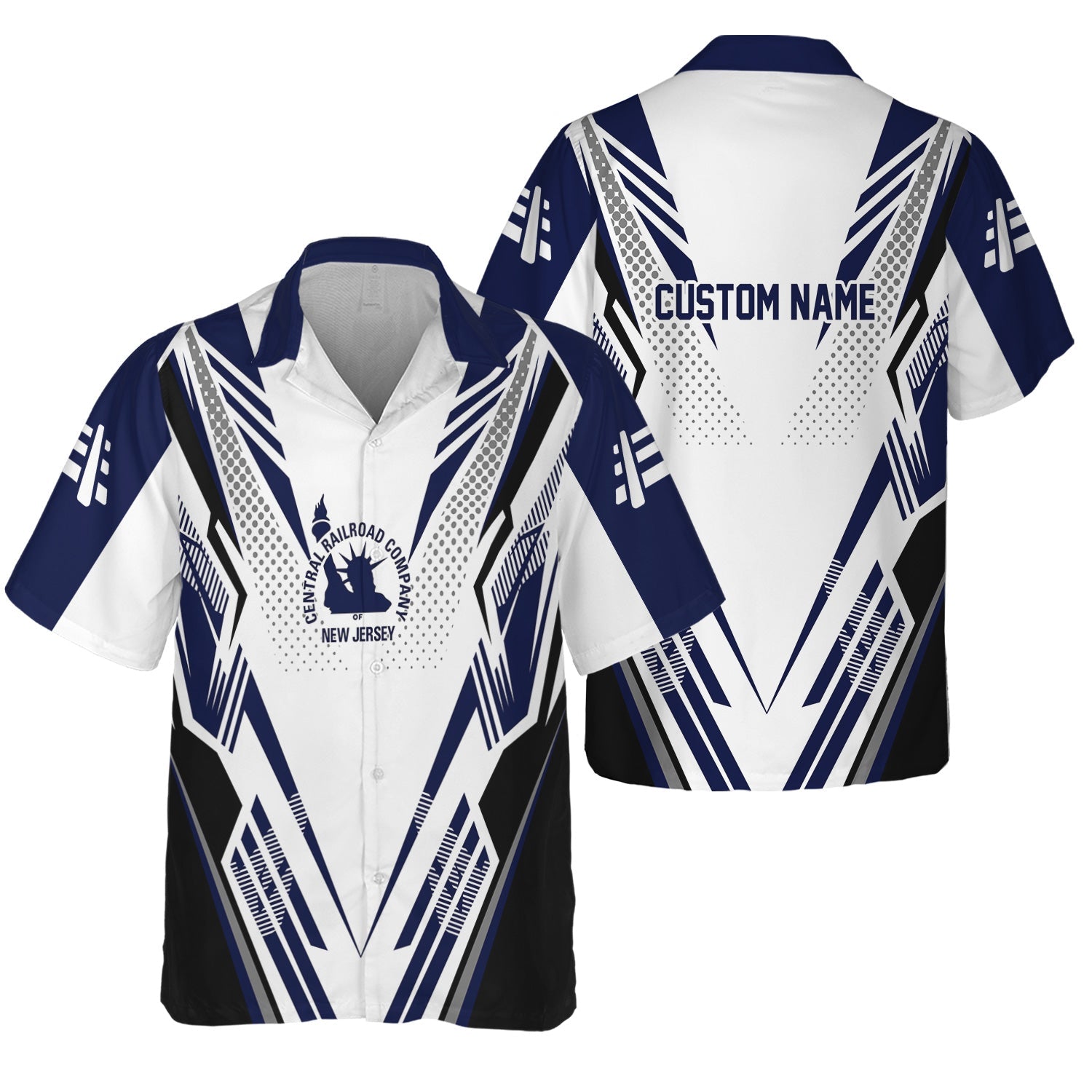 Railspirit Personalized Jersey Central Railroad Hawaiian Shirt Railroad Tribute Design CNJ Train Shirt for Train Lovers