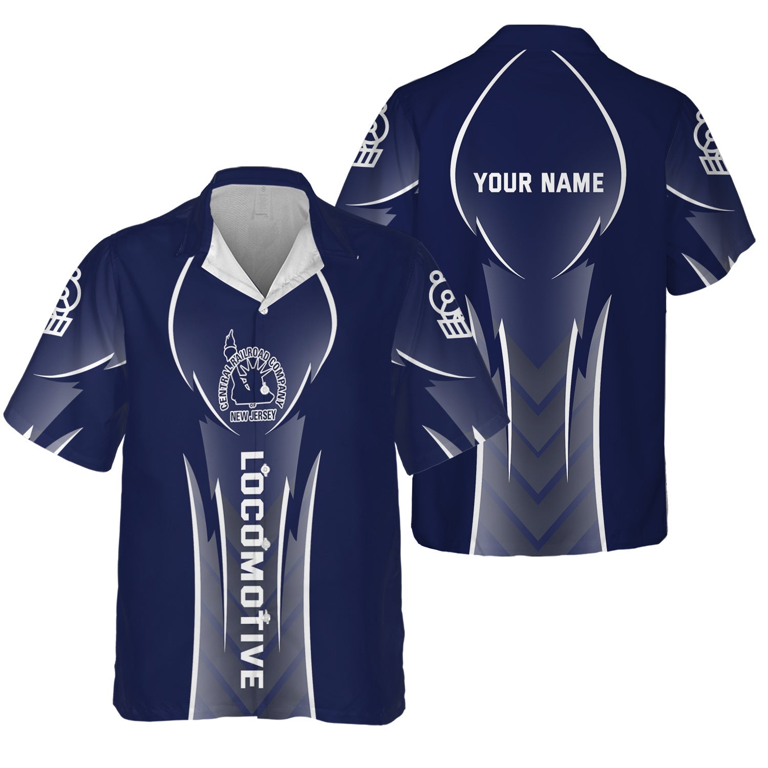 Railspirit Personalized Jersey Central Railroad Hawaiian Shirt Striking Line Style CNJ Train Shirt For Locomotive Lovers