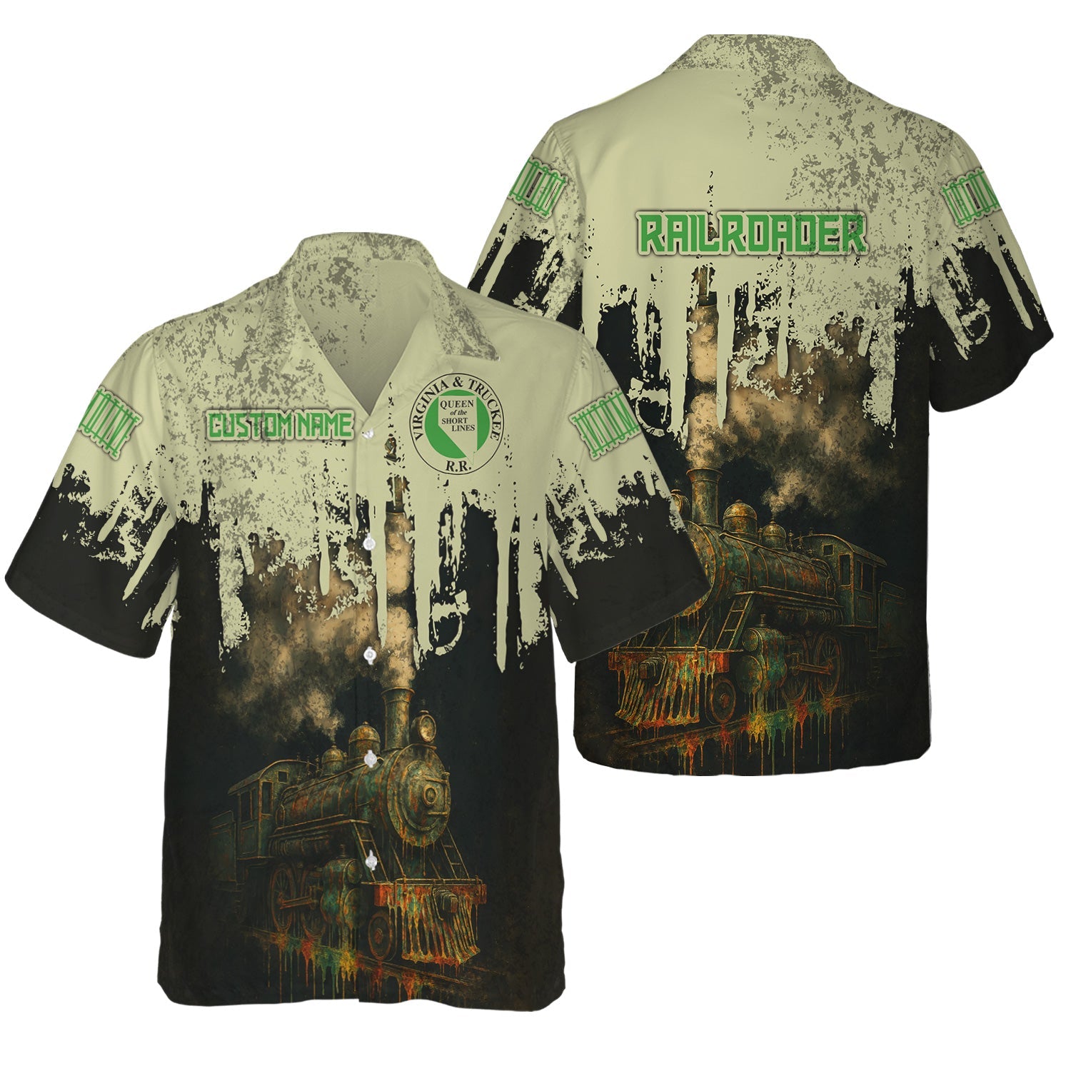 Railspirit Personalized Virginia & Truckee Railroad Hawaiian Shirt Vintage Train Art Style Shirt For Locomotive Fans
