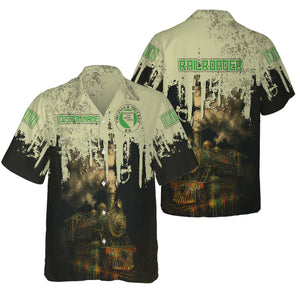 Railspirit Personalized Virginia & Truckee Railroad Hawaiian Shirt Vintage Train Art Style Shirt For Locomotive Fans
