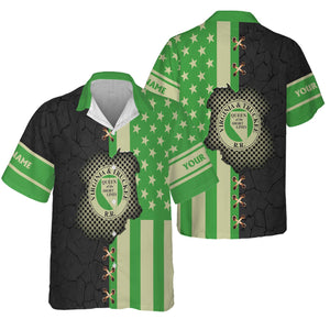 Railspirit Personalized Virginia & Truckee Railroad Hawaiian Shirt American Flag with Crack Effect Train Shirt