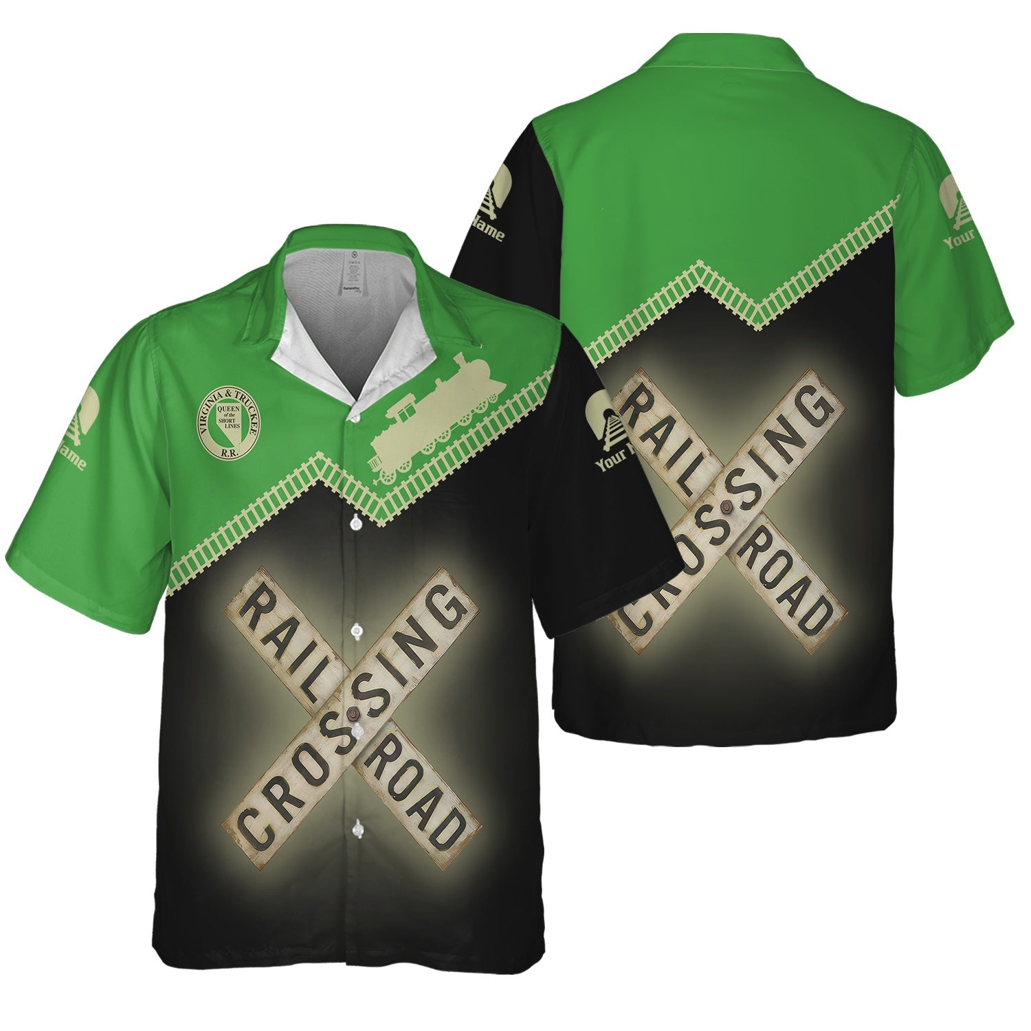 Railspirit Personalized Virginia & Truckee Railroad Hawaiian Shirt Railroad Crossing Printed Train Track Shirt