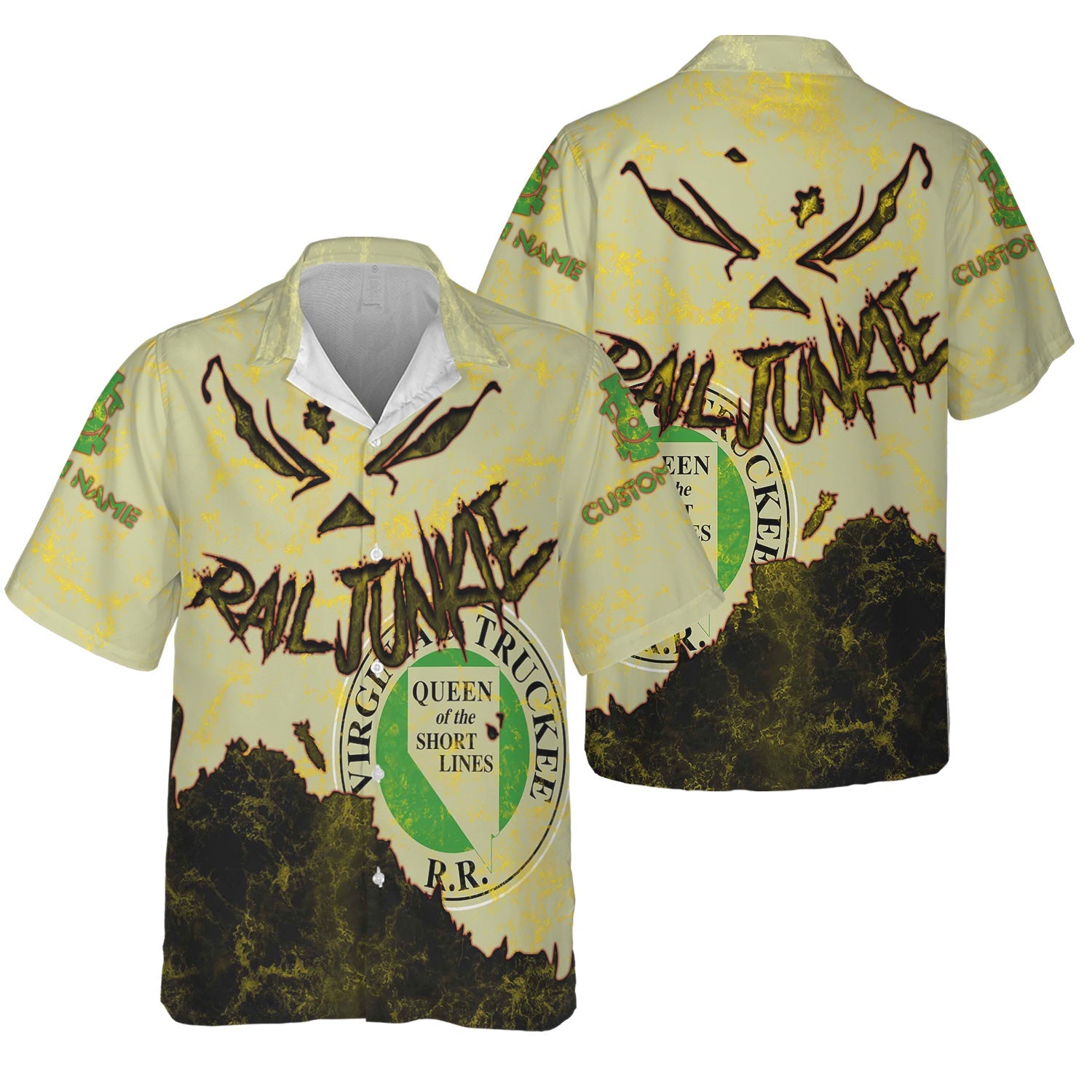 Railspirit Personalized Virginia & Truckee Railroad Hawaiian Shirt Torn Graphic Style Train Shirt For Rail Junkie