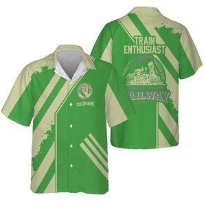 Railspirit Personalized Virginia & Truckee Railroad Hawaiian Shirt Locomotive Design Train Shirt for Train Enthusiast