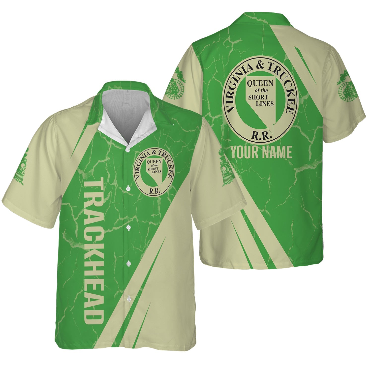 Railspirit Personalized Virginia & Truckee Railroad Hawaiian Shirt Crackle Texture Style Shirt For Trackhead