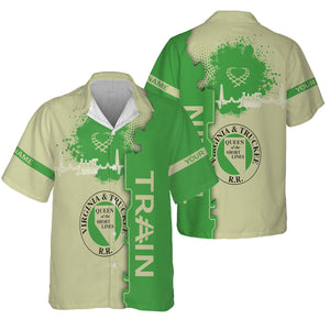 Railspirit Personalized Virginia & Truckee Railroad Hawaiian Shirt Engine Heartbeat and Track Love Style Shirt Gift Idea For Train Lovers