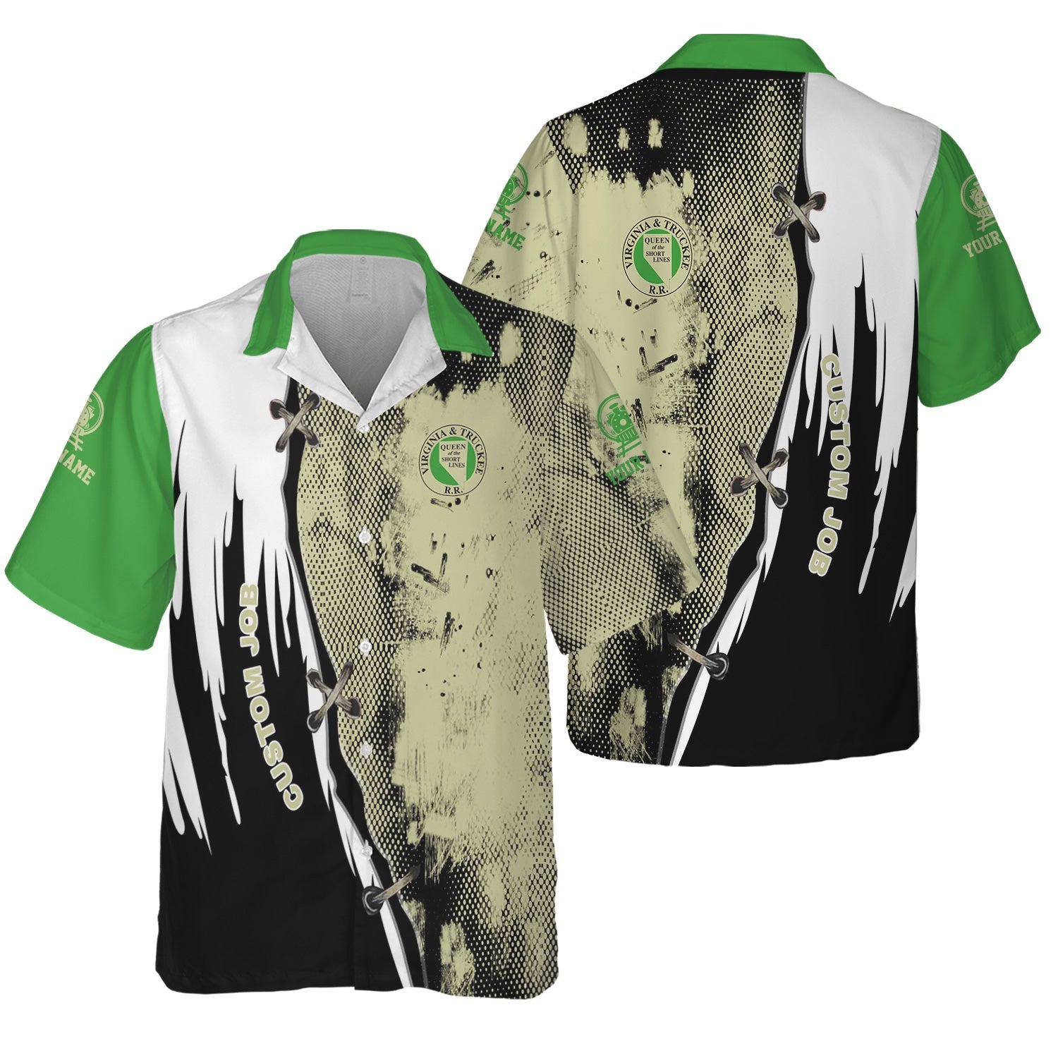 Railspirit Personalized Virginia & Truckee Railroad Hawaiian Shirt Retro Stitches Design with Custom Position Train Shirt