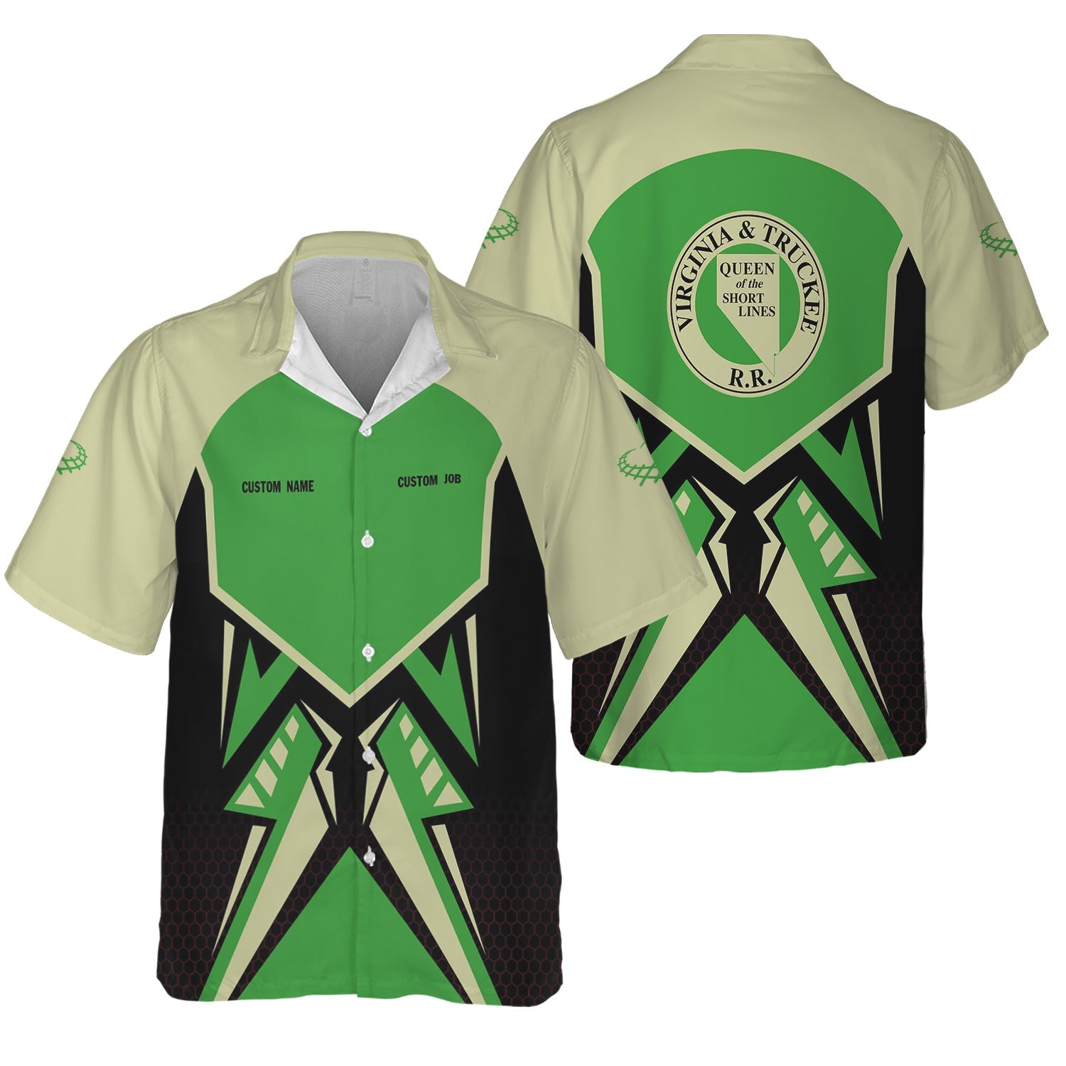 Railspirit Personalized Virginia & Truckee Railroad Hawaiian Shirt Vibriant Style with Custom Position Train Shirt