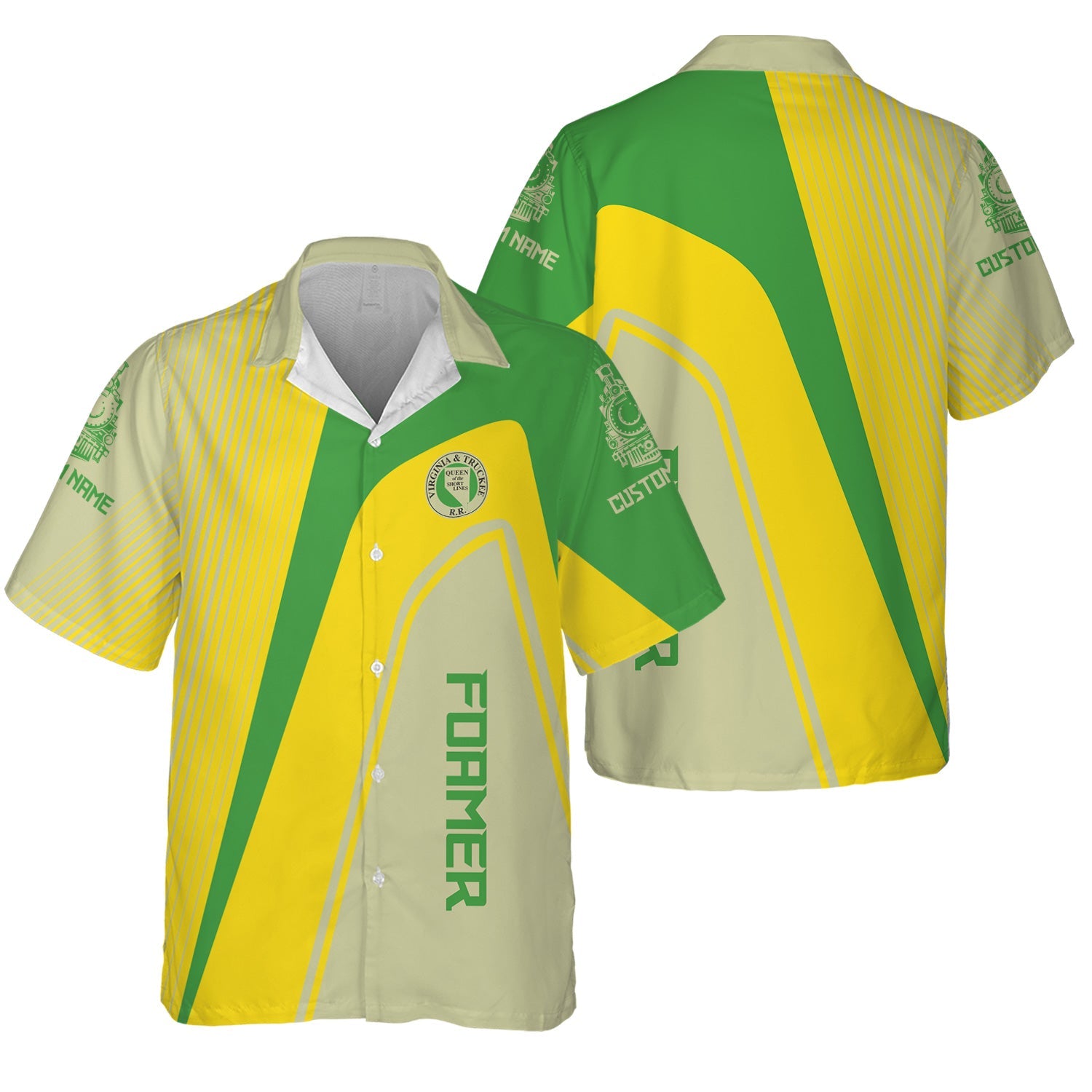 Railspirit Personalized Virginia & Truckee Railroad Hawaiian Shirt Vibrant Striking Style Shirt For Rail Enthusiasts