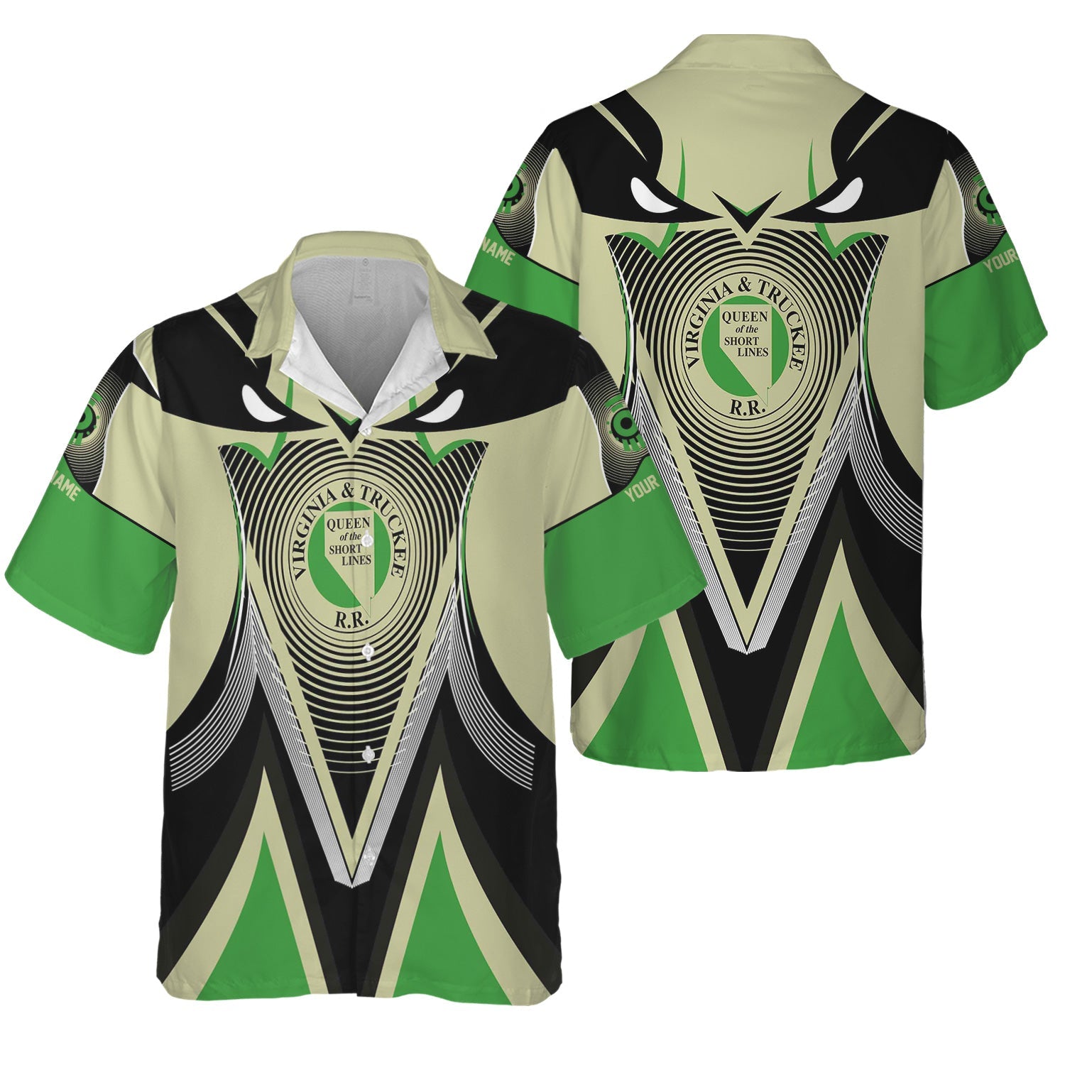 Railspirit Personalized Virginia & Truckee Railroad Hawaiian Shirt Vibrant Graphic Pattern Shirt For Train Enthusiasts