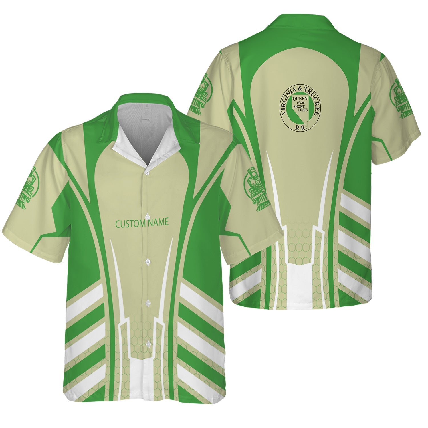 Railspirit Personalized Virginia & Truckee Railroad Hawaiian Shirt Striped Railroad Style Train Shirt All Over Print