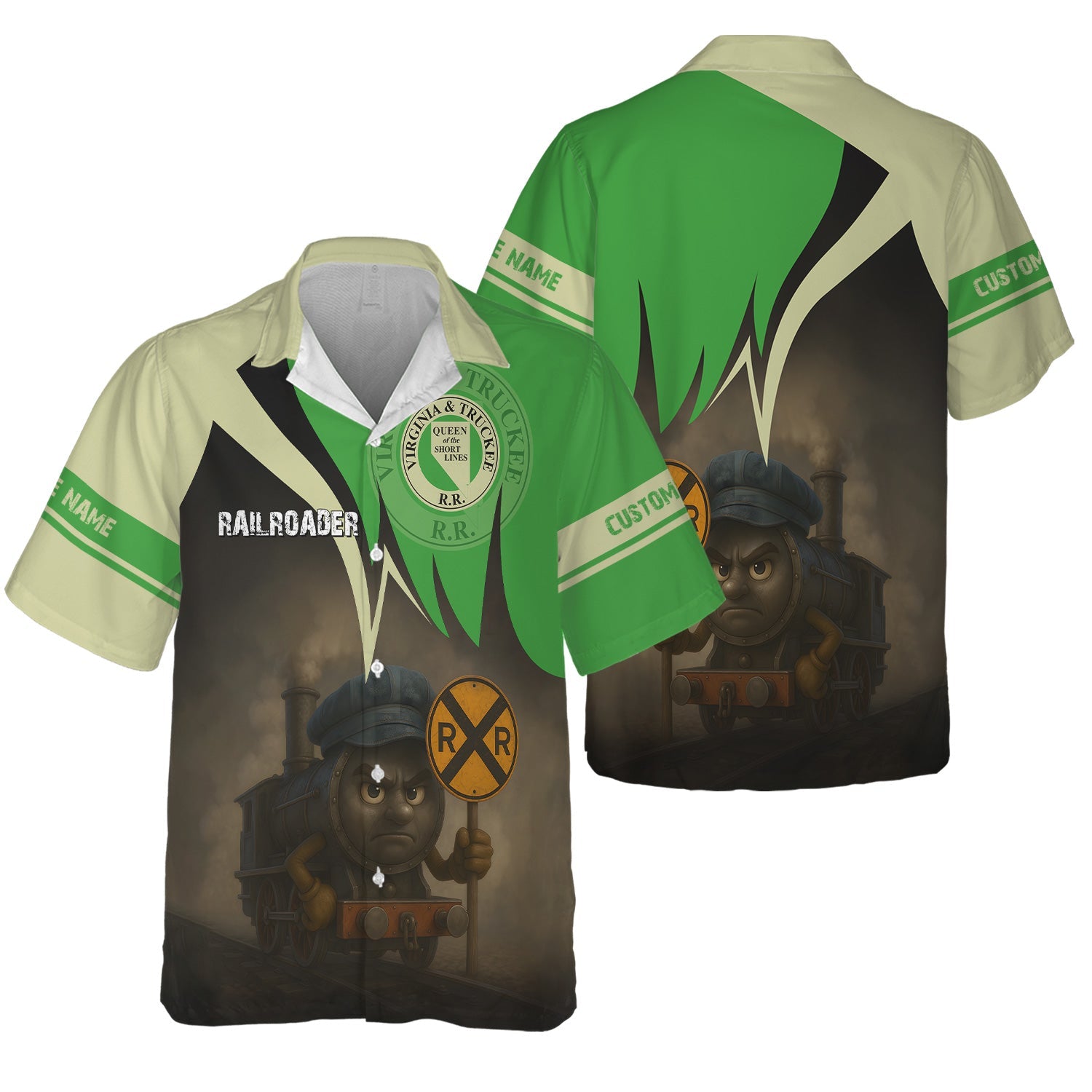 Railspirit Personalized Virginia & Truckee Railroad Hawaiian Shirt Angry Train Hawaiian Shirt Gift Idea For Train Lover