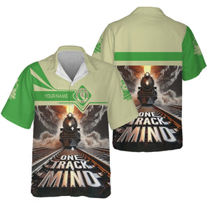 Railspirit Personalized Virginia & Truckee Railroad Hawaiian Shirt One Track Mind Train Printed Shirt