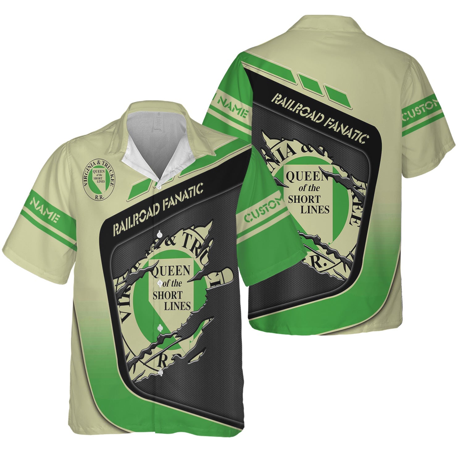 Railspirit Personalized Virginia & Truckee Railroad Hawaiian Shirt Ripped Texture Style Train Shirt For Railroad Fanatic