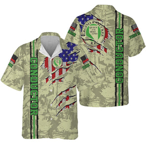 Railspirit Personalized Virginia & Truckee Railroad Hawaiian Shirt USA Flag Claw Art with Custom Job Train Shirt