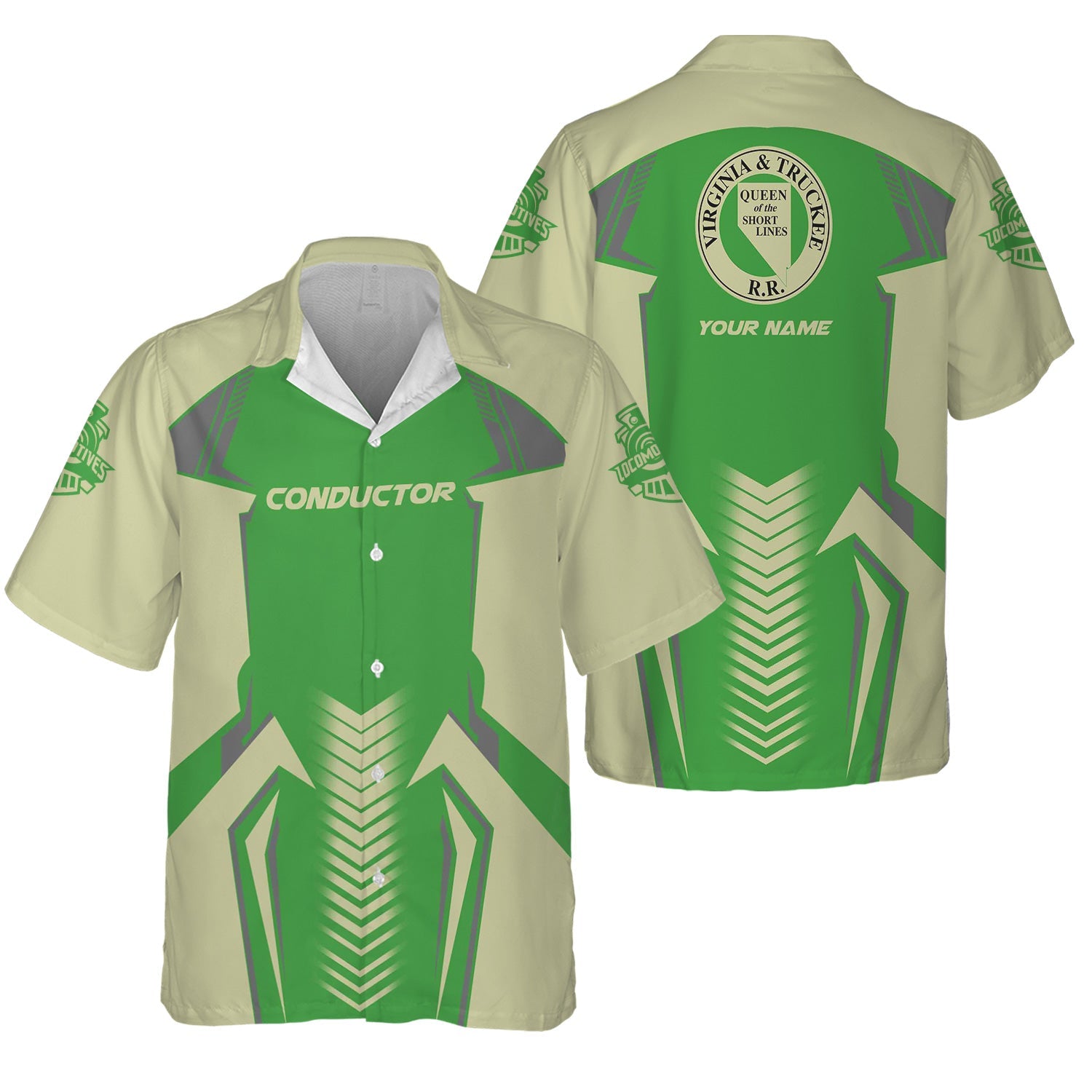 Railspirit Personalized Virginia & Truckee Railroad Hawaiian Shirt Standout Style with Custom Position Train Shirt