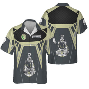 Railspirit Personalized Virginia & Truckee Railroad Hawaiian Shirt Steam Locomotive Engine Graphic Train Shirt All Over Print