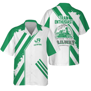 Railspirit Personalized East Japan Railway Hawaiian Shirt Locomotive Design JR-EAST Train Shirt for Train Enthusiast