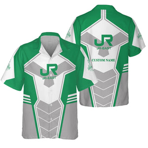 Railspirit Personalized East Japan Railway Hawaiian Shirt Engine-Inspired Style JR-EAST Train Shirt for Railroad Fanatic