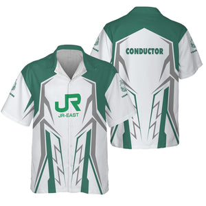 Railspirit Personalized East Japan Railway Hawaiian Shirt Futuristic Design with Custom Job JR-EAST Train Shirt