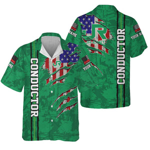 Railspirit Personalized East Japan Railway Hawaiian Shirt USA Flag Claw Art with Custom Job JR-EAST Train Shirt