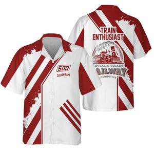 Railspirit Personalized Soo Line Railroad Hawaiian Shirt Locomotive Design Train Shirt for Train Enthusiast