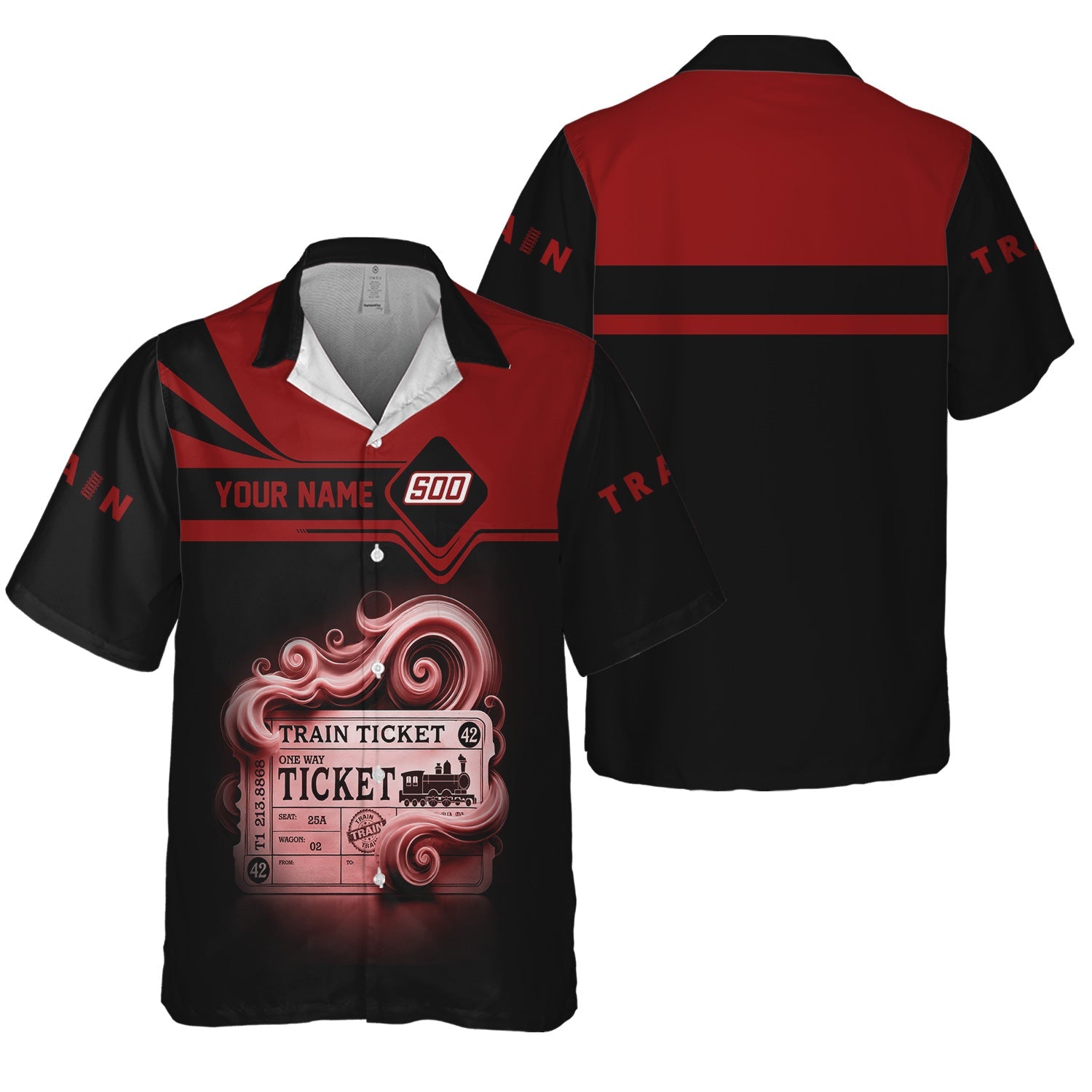 Railspirit Personalized Soo Line Railroad Hawaiian Shirt Train Ticket  American Locomotive Printed Train