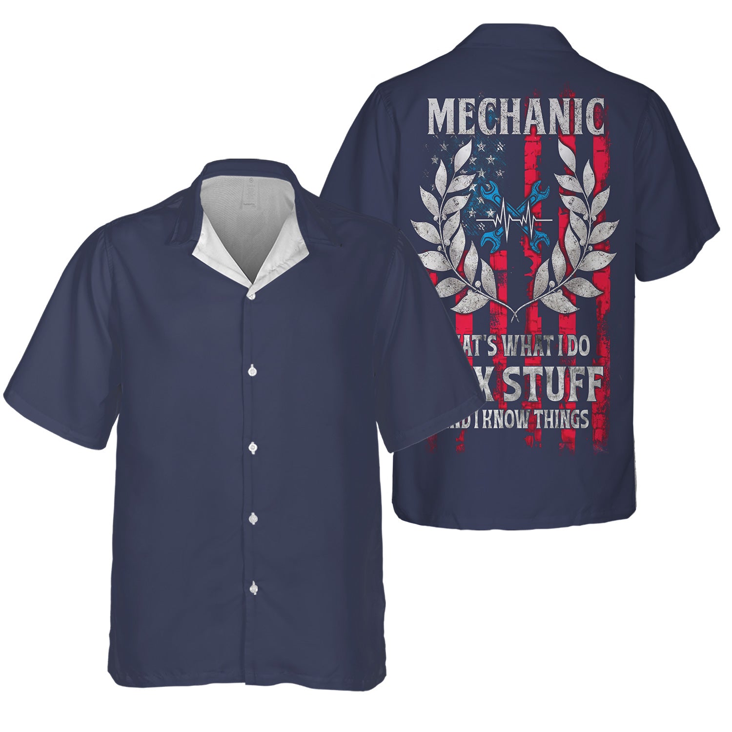 Mechanic American Flag T-Shirt, That’s What I Do I Fix Stuff and I Know Things Hoodie for Auto Repair Technical, Gift Idea For Men