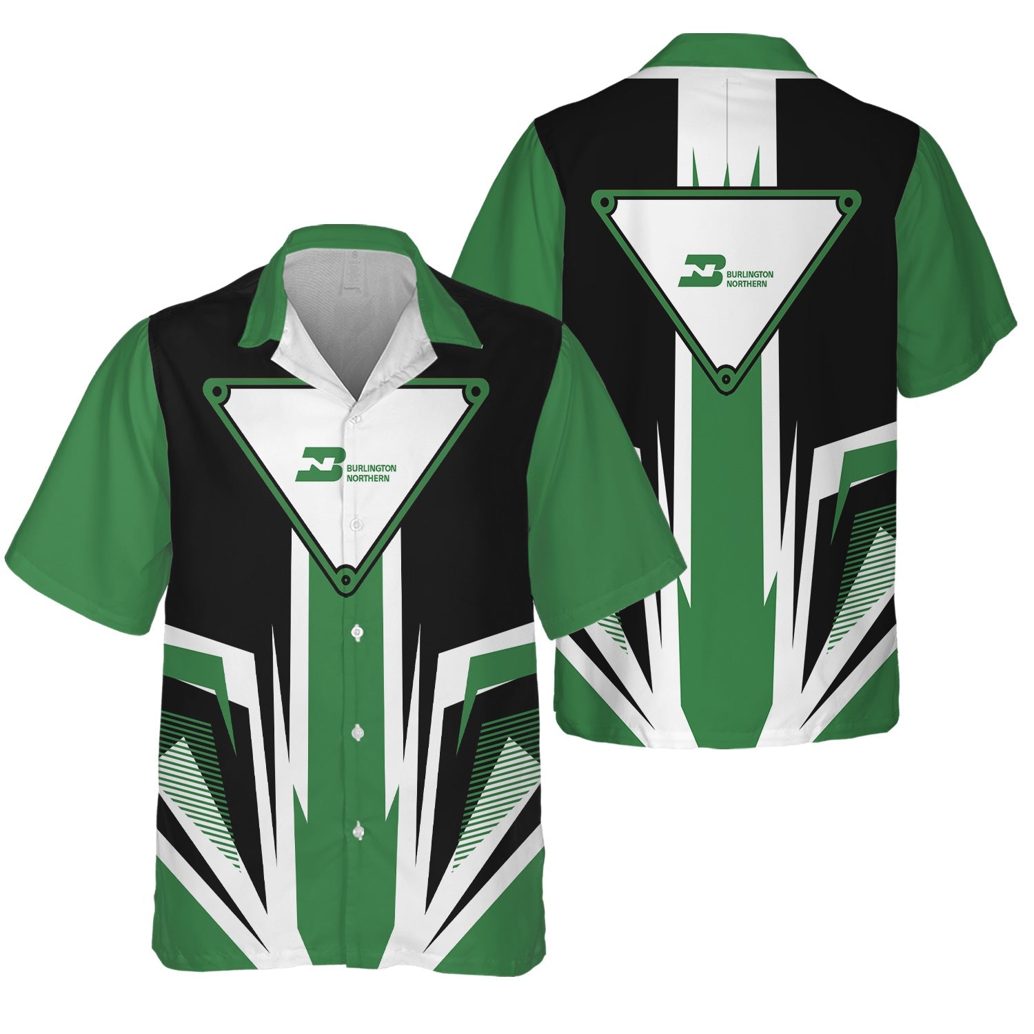 Railspirit Burlington Northern Railroad Hawaiian Shirt Bold Graphic Style All Over Printed Shirt